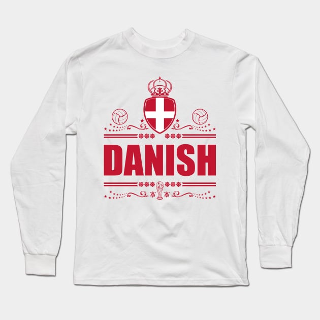 DANISH FOOTBALL GIFT | RED VIGNETTE Long Sleeve T-Shirt by VISUALUV